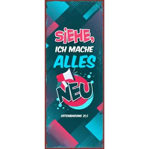 Produktbild des Artikels Jahreslosung 2026 - Metallschild lang "Comic" ()