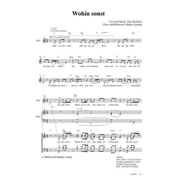 Produktbild des Artikels Wohin sonst (Noten - Download)