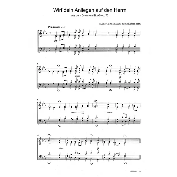Produktbild des Artikels Wirf dein Anliegen auf den Herrn (Noten - Download)