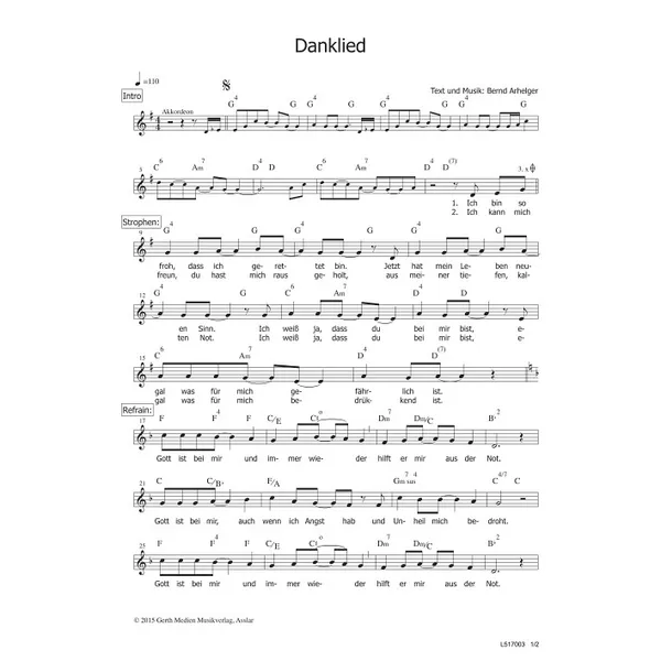 Produktbild des Artikels Danklied (Noten - Download)