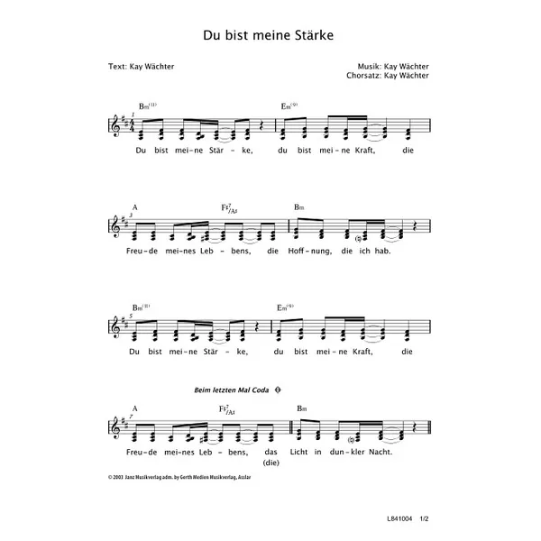 Produktbild des Artikels Du bist meine Stärke (Noten - Download)