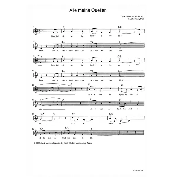 Produktbild des Artikels Alle meine Quellen (Noten - Download)