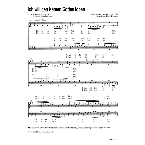 Produktbild des Artikels Ich will den Namen Gottes loben (Noten - Download)