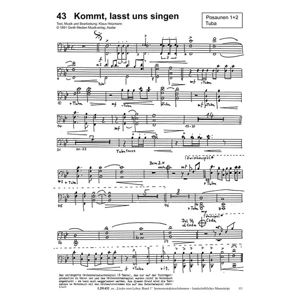 Produktbild des Artikels Kommt, lasst uns singen (Posaune 1+2/Tuba) (Noten - Download)