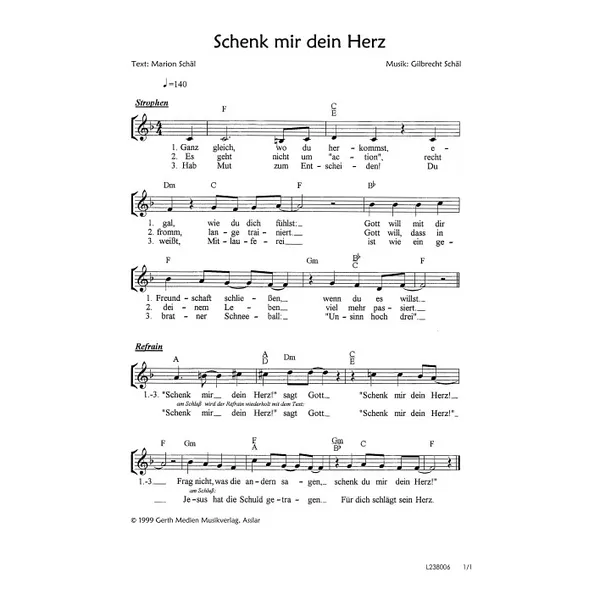 Produktbild des Artikels Schenk mir dein Herz (Noten - Download)