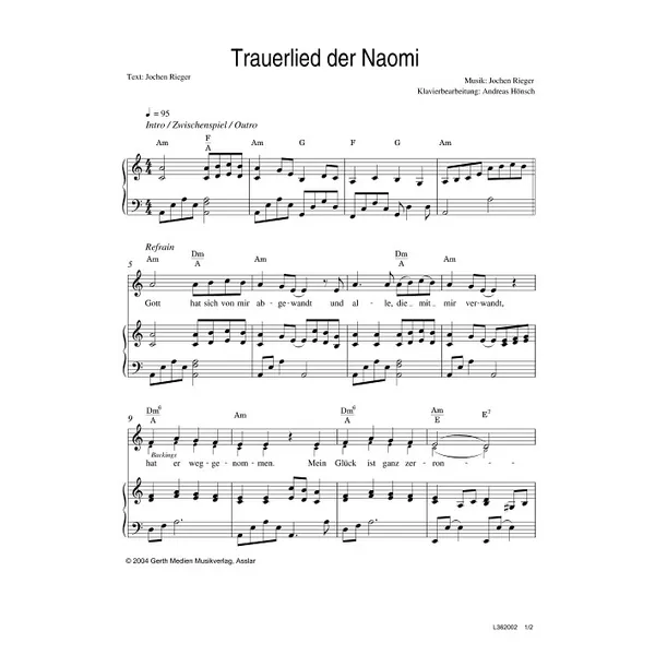 Produktbild des Artikels Trauerlied der Naomi (Noten - Download)