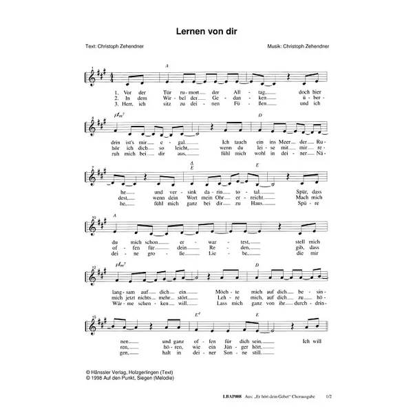 Produktbild des Artikels Lernen von dir (Noten - Download)