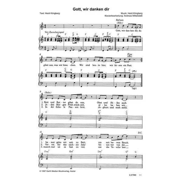 Produktbild des Artikels Gott, wir danken dir (Noten - Download)