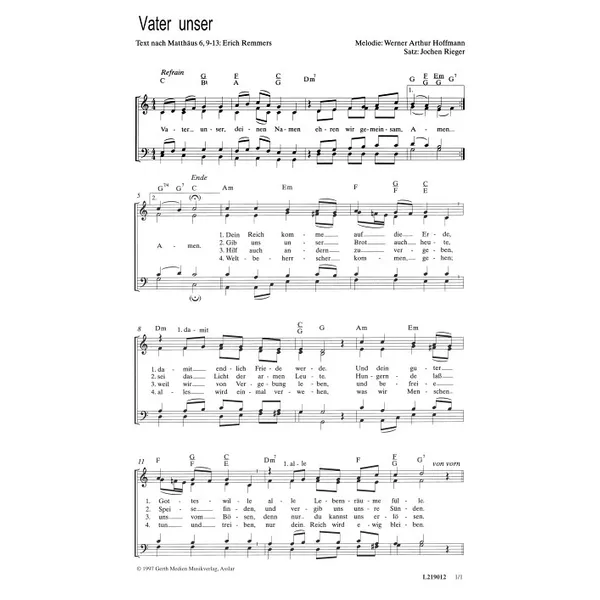 Produktbild des Artikels Vater unser (Noten - Download)