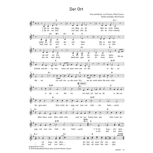 Produktbild des Artikels Der Ort (Noten - Download)