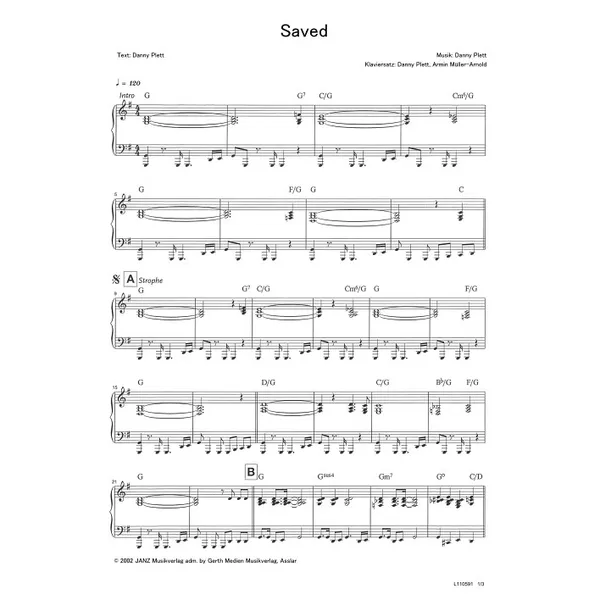 Produktbild des Artikels Saved (Noten - Download)
