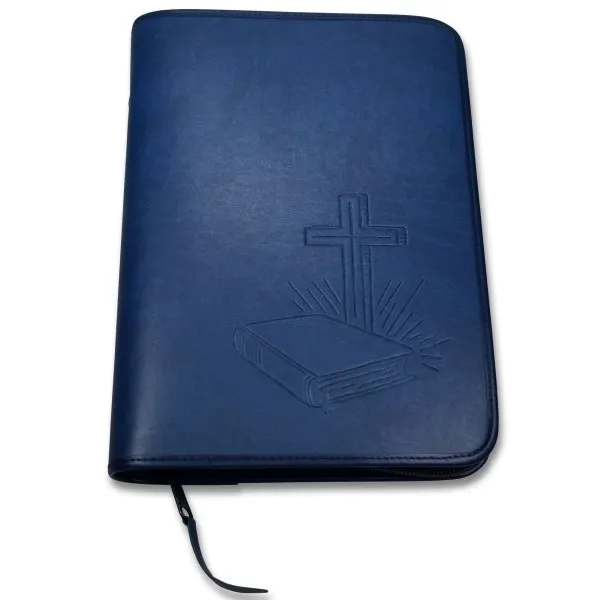 Produktbild des Artikels Bibelhülle "Bibel/Kreuz/Strahlen" Standard - dunkelblau (Kunstleder)