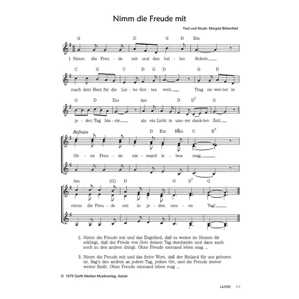 Produktbild des Artikels Nimm die Freude mit (Noten - Download)
