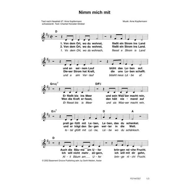 Produktbild des Artikels Nimm mich mit (Noten - Download)