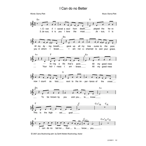 Produktbild des Artikels I Can Do No Better (Noten - Download)