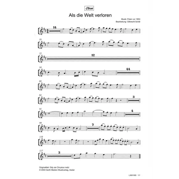 Produktbild des Artikels Als die Welt verloren (Oboe) (Noten - Download)