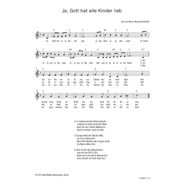 Produktbild des Artikels Ja, Gott hat alle Kinder lieb (Noten - Download)