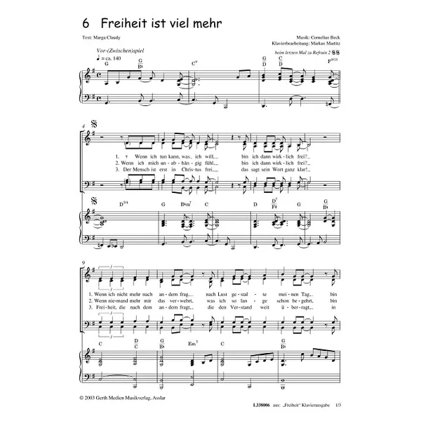 Produktbild des Artikels Freiheit ist viel mehr (Noten - Download)