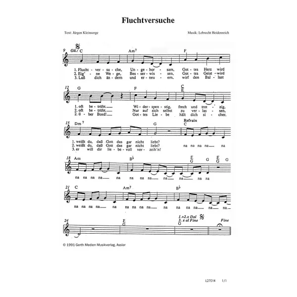 Produktbild des Artikels Fluchtversuche (Noten - Download)