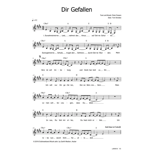 Produktbild des Artikels Dir gefallen (Noten - Download)