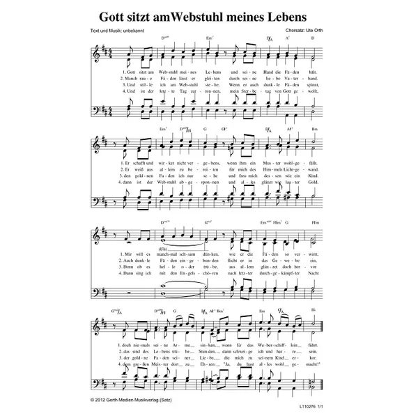 Produktbild des Artikels Gott sitzt am Webstuhl meines Lebens (Noten - Download)