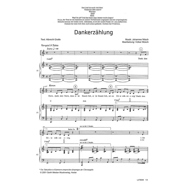 Produktbild des Artikels Dankerzählung (Noten - Download)
