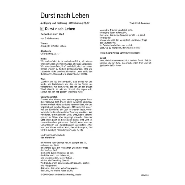 Produktbild des Artikels Durst nach Leben (Noten - Download)