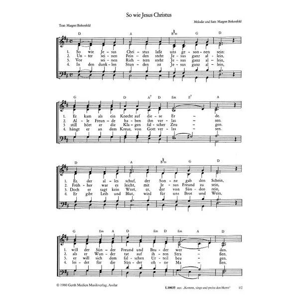 Produktbild des Artikels So wie Jesus Christus (Noten - Download)