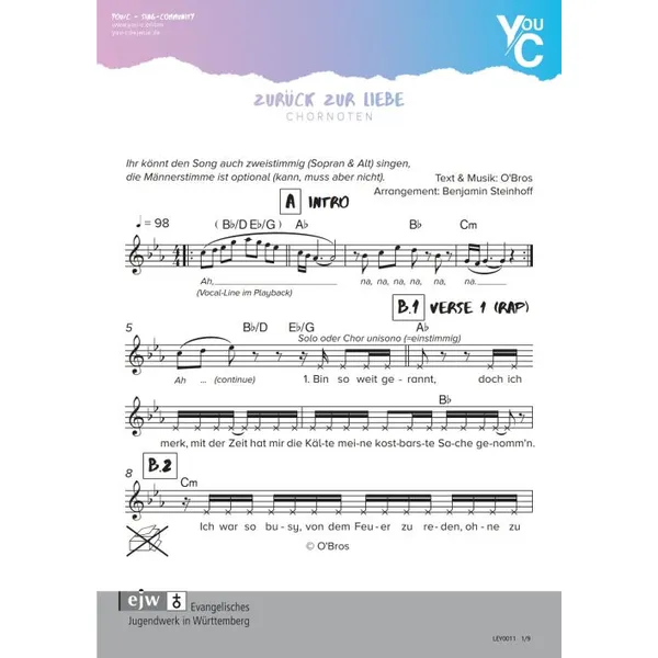 Produktbild des Artikels Zurück zur Liebe (Noten - Download)