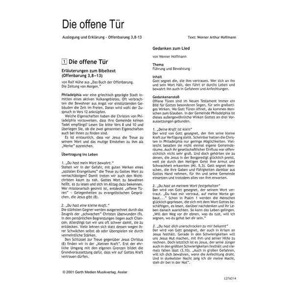Produktbild des Artikels Die offene Tür (Noten - Download)