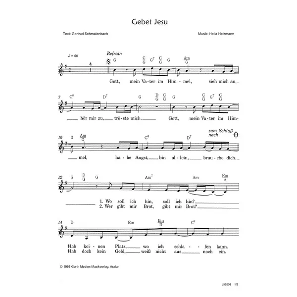 Produktbild des Artikels Gebet Jesu (Noten - Download)