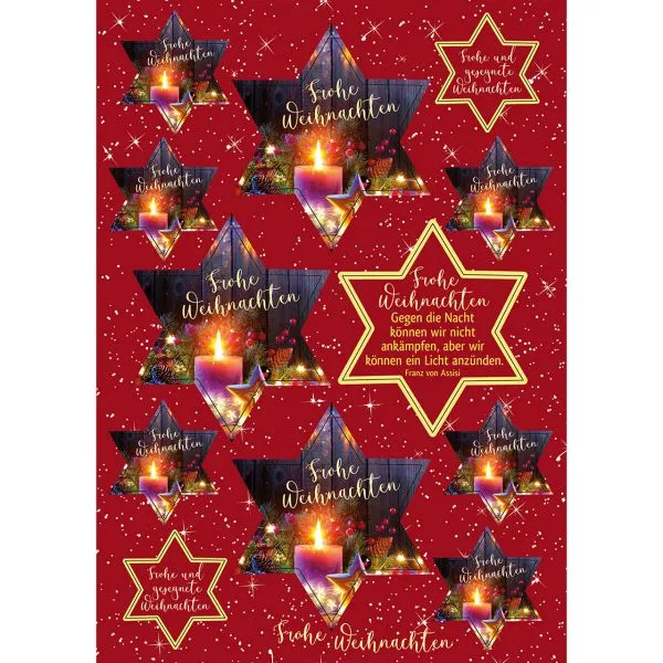 Produktbild des Artikels Aufkleber-Gruß-Karten: Frohe Weihnachten, 4 Stück (Schreibwaren)