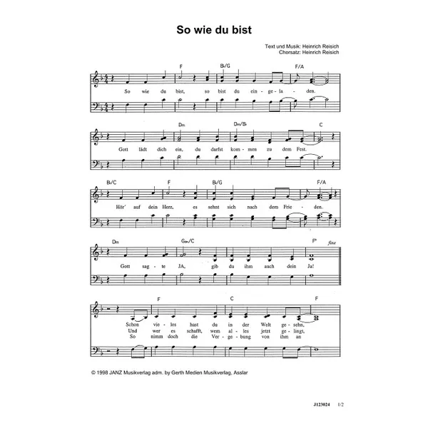 Produktbild des Artikels So wie du bist (Noten - Download)