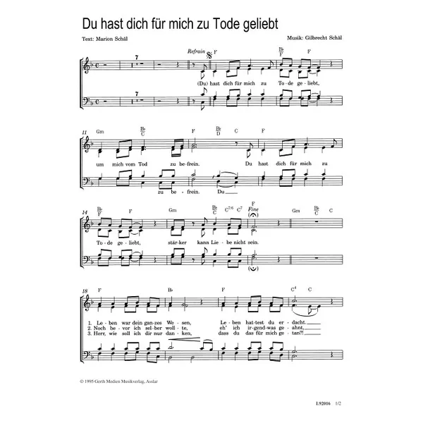 Produktbild des Artikels Du hast dich für mich zu Tode geliebt (Noten - Download)