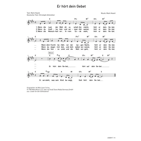 Produktbild des Artikels Gott hört dein Gebet (Noten - Download)
