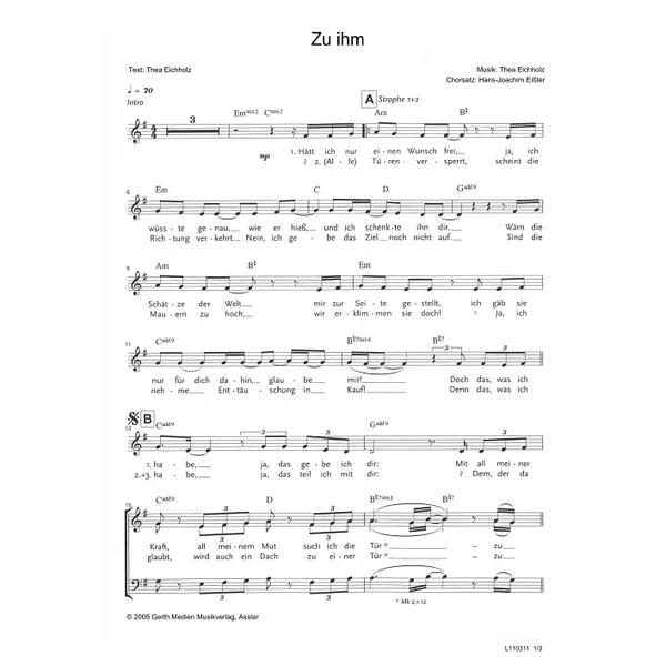 Produktbild des Artikels Zu ihm (Noten - Download)