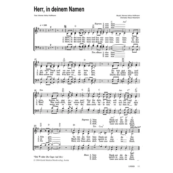 Produktbild des Artikels Herr in deinem Namen (Noten - Download)