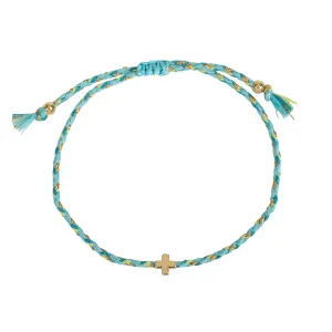 Produktbild des Artikels Armband Textil geflochten"Kreuz" - türkis ()