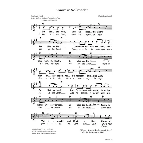 Produktbild des Artikels Komm in Vollmacht (Noten - Download)