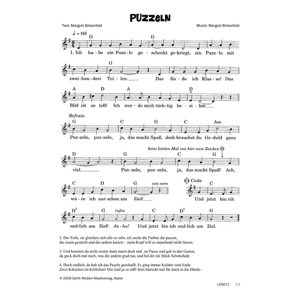 Produktbild des Artikels Puzzeln (Noten - Download)