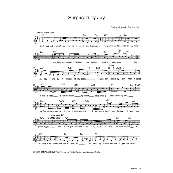 Produktbild des Artikels Surprised By Joy (Noten - Download)