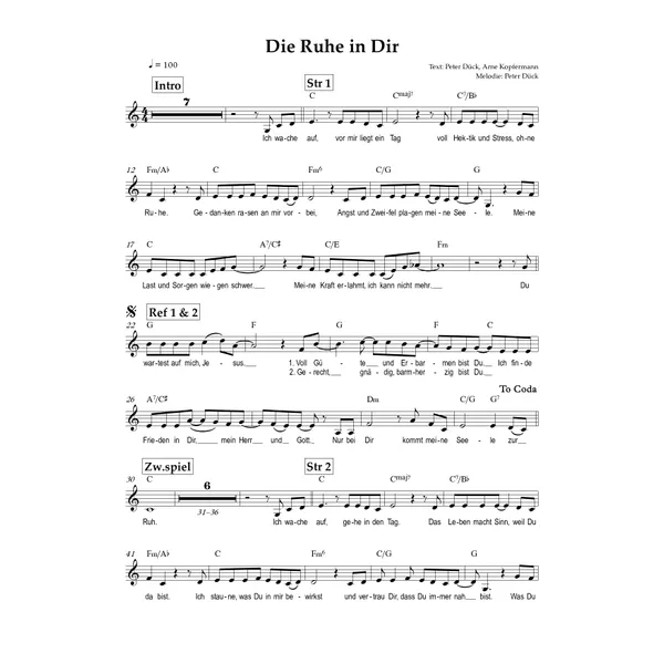 Produktbild des Artikels Die Ruhe in dir (Noten - Download)
