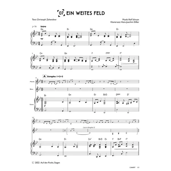 Produktbild des Artikels Ein weites Feld (Klavier) (Noten - Download)