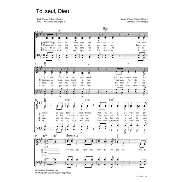 Produktbild des Artikels Toi seul, Dieu (Noten - Download)