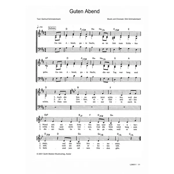 Produktbild des Artikels Guten Abend (Noten - Download)
