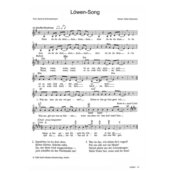 Produktbild des Artikels Löwen-Song (Noten - Download)