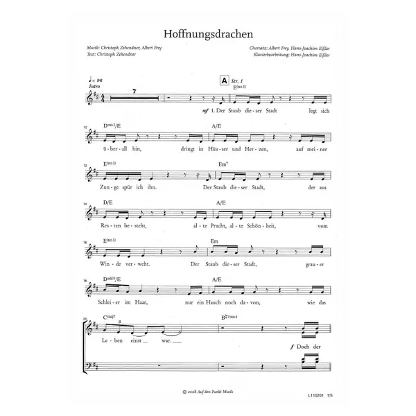 Produktbild des Artikels Hoffnungsdrachen (Noten - Download)