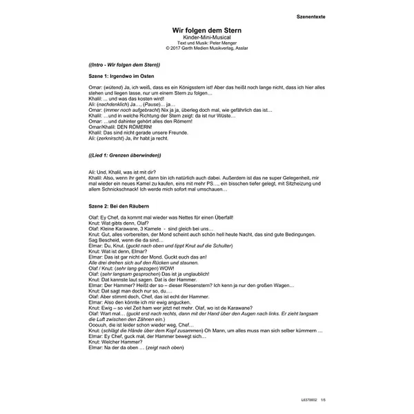 Produktbild des Artikels Wir folgen dem Stern (Szenentexte) (Noten - Download)