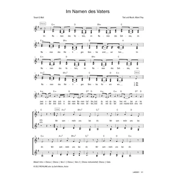 Produktbild des Artikels Im Namen des Vaters (Noten - Download)