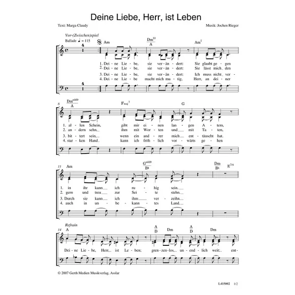 Produktbild des Artikels Deine Liebe, Herr, ist Leben (Noten - Download)